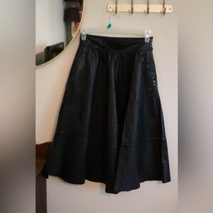 Black Leather A Line Skirt